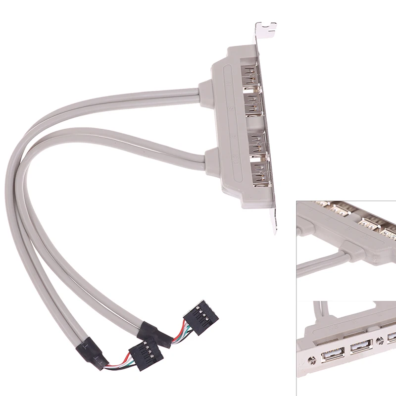 

9Pin USB 2.0 To MainBoard Header Bracket 4 Port Extension Cable For Computer Motherboard Rear Panel Cord Chassis USB Baffle Line