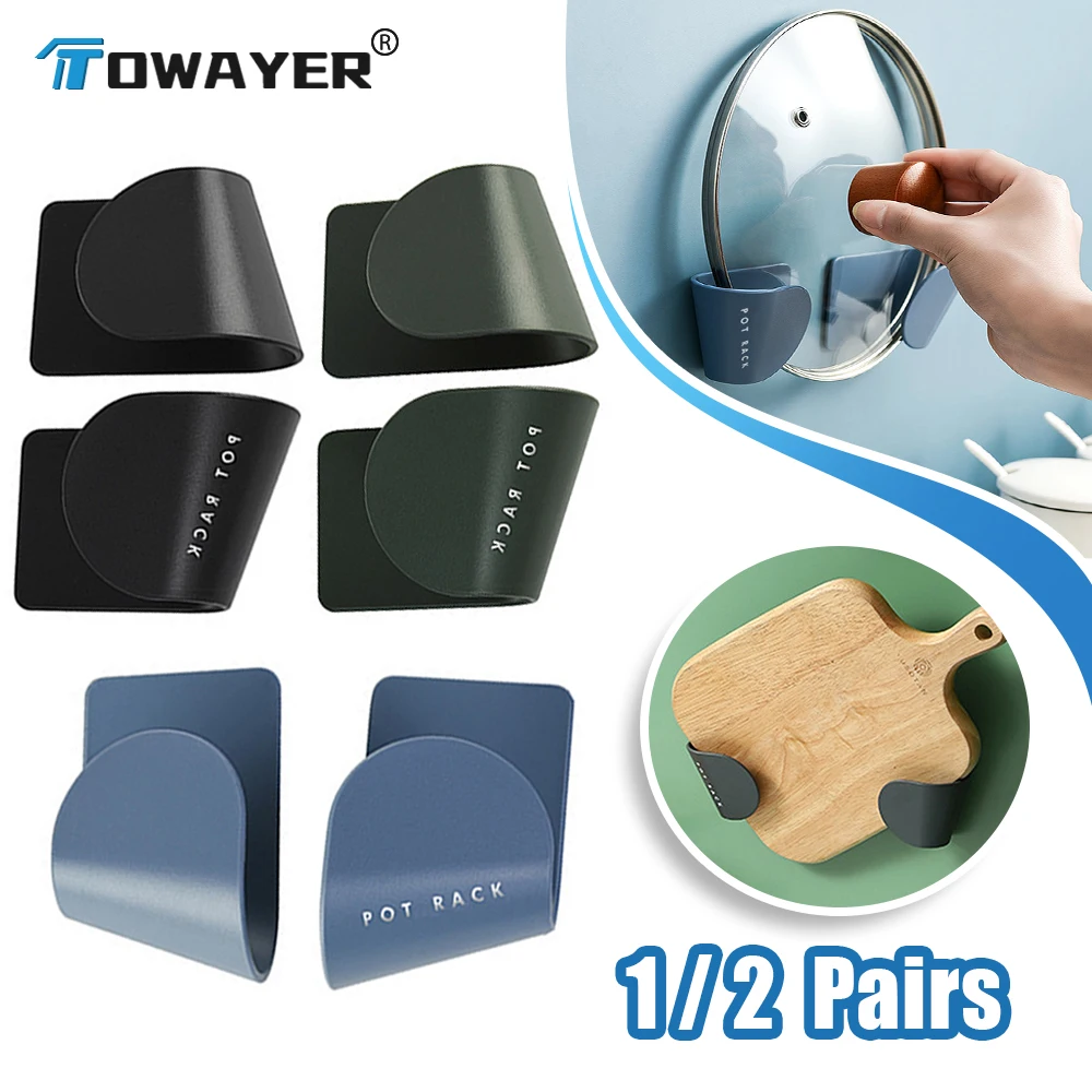 

Pot Lid Holder Wall Mounted Hanging Holder Pan Pan Lid Organizer Kitchen Storage Rack Punch-free Lid Holder Cookware Organizer
