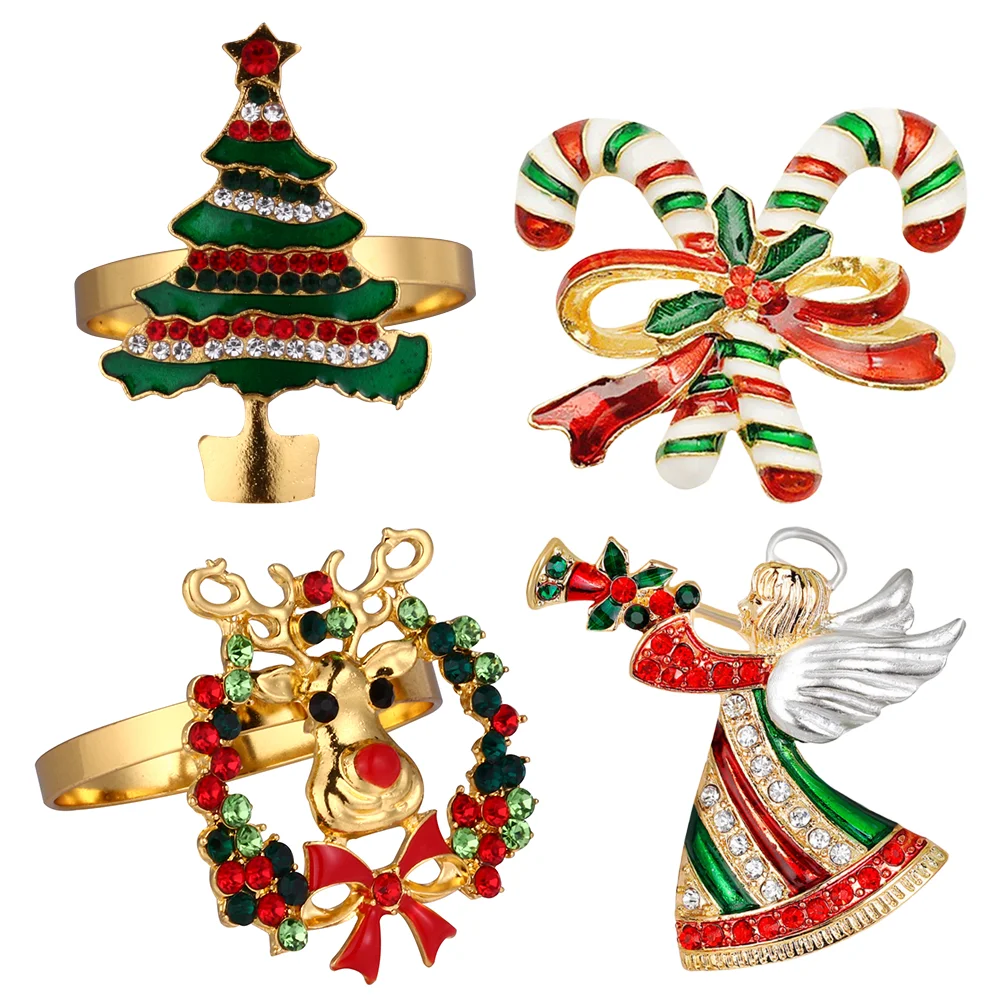 

Napkin Christmas Rings Xmas Holders Buckles Jingle Bell Bands Holiday Holder Decorations Serviette Festive