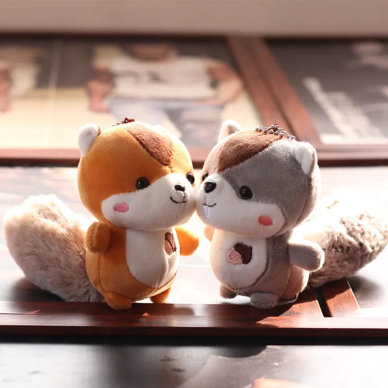 

Kawaii 12Cm High Quality Cute Little Squirrel Pendant Cute Plush Doll Small Bag Key Chain Toys Girl Friends Gifts for Childrens