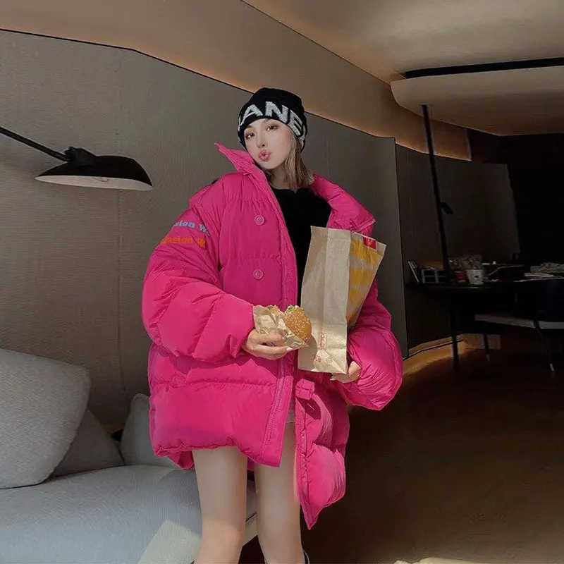 Women's Hooded Outwear Thick White Duck Down Overcoat 2023 Winter New Plus Velvet Jackets Fashion Letters Loose Warm Parka Coats