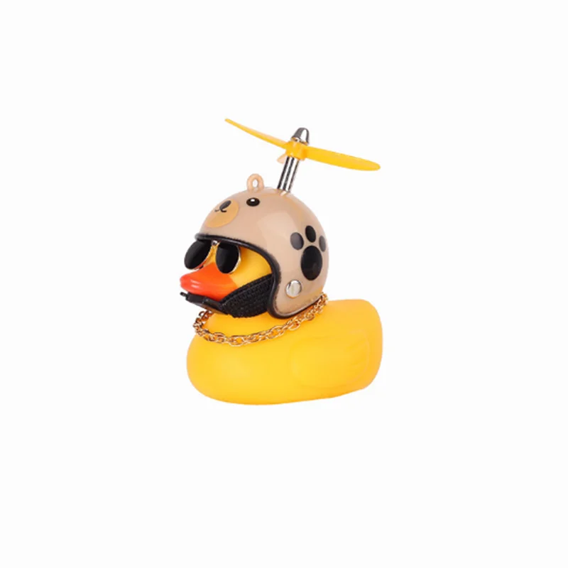 Cute Rubber Duck Toys Yellow Duck with Propeller Kids Toys Helmet Baby Toy Bath Toys with Glue Car Ornaments Room Decoration