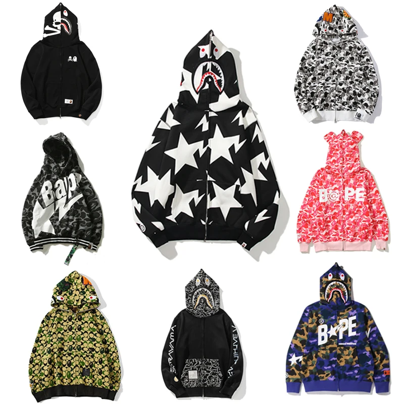 

Classic Bapes Camouflage Sweater Clothes hoodies Jacket Trendy Hip Hop Shark hoodie 100% cotton Hoodie