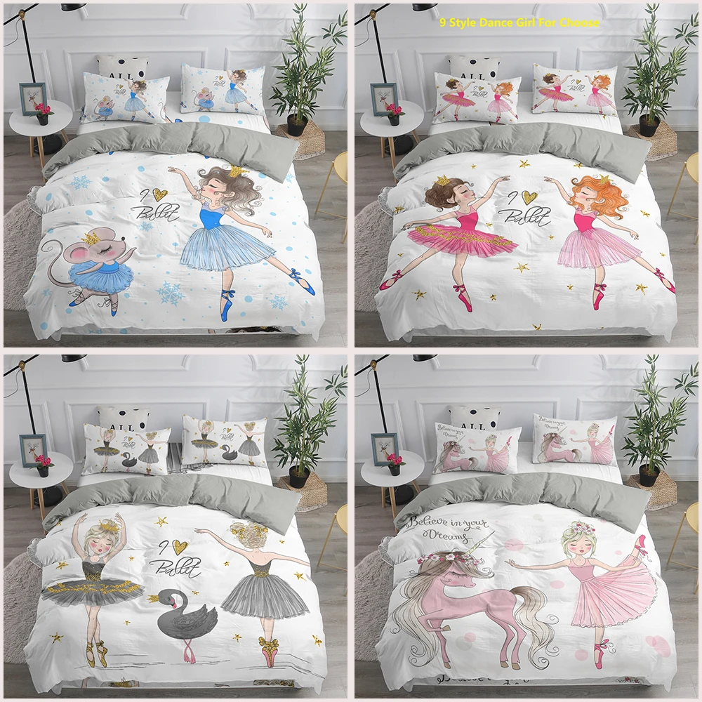 

Комплект постельного белья из 2/3 предметов для девочек, с 3D пододеяльником и принтом балерины, 240x22, с застежкой-молнией