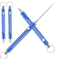 multifunctional titanium alloy spring retractable toothpick keychain pendant gift fruit fork self defense tool toothpick holder