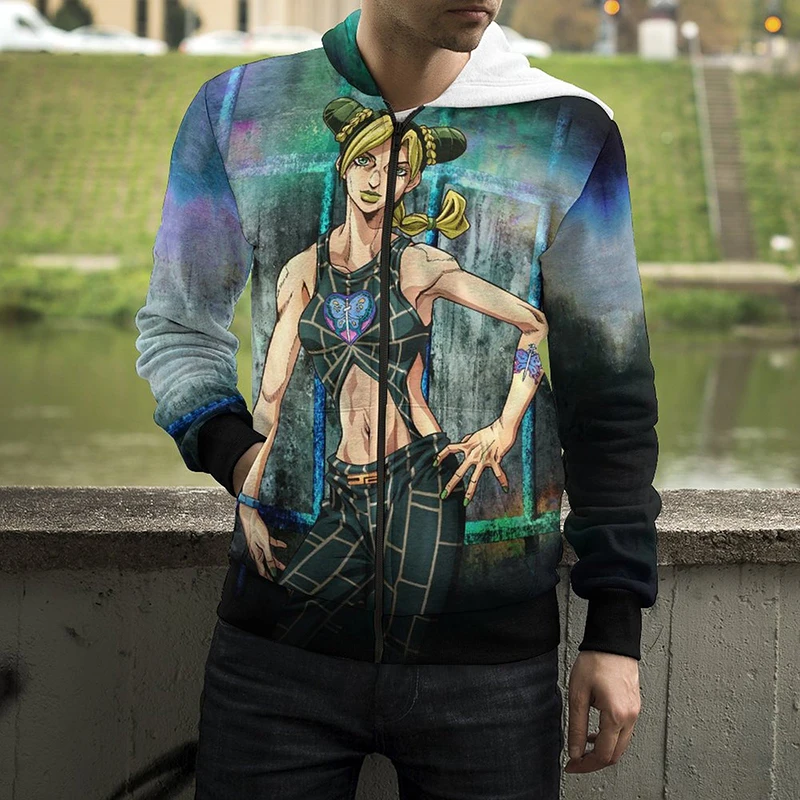 

Anime Jojo Bizarre Adventure 3D Print Zip Hoodie Cool Boy Girl Kids Casual Fashion Long Sleeve Men Women Harajuku Zip Up Hoodie
