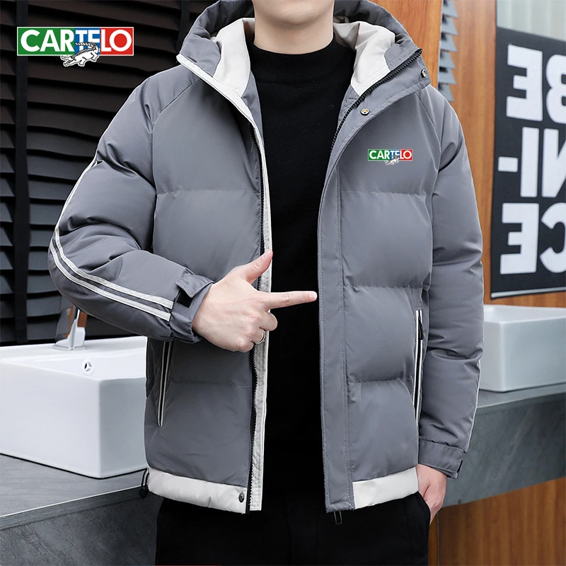 cartelo brand 2022 winter new men's cotton-padded jacket casual hooded thick down cotton jacket bread clothes keep warm