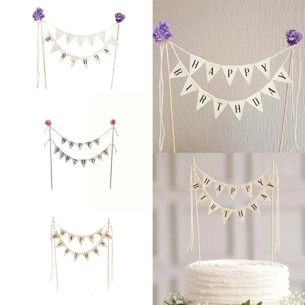 

Birthday Cake Flag Topper Baking Decoration Tools Wood Decor Gadgets Party Happy Paper Birthday N9g0