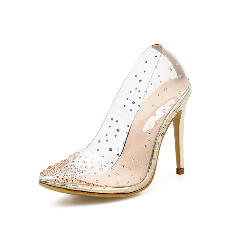 

2022 New Pointed Luxury Rhinestone Slim Heel Summer High Women's Shallow