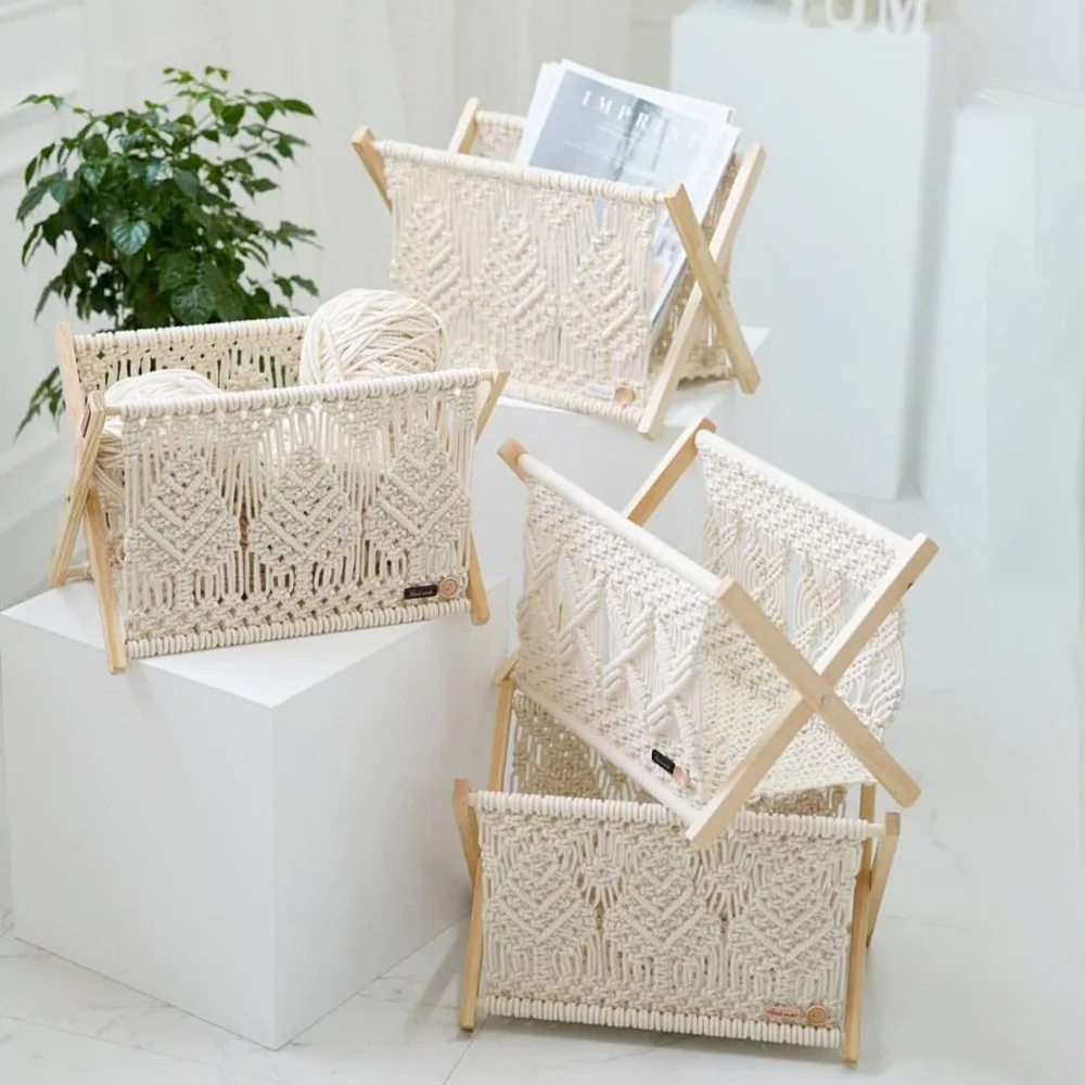 

Storage Rack for Bedroom Creative Livingroom Magazine Rack Desktop Newspaper Rack Cotton Woven Decoratiion Photography Props