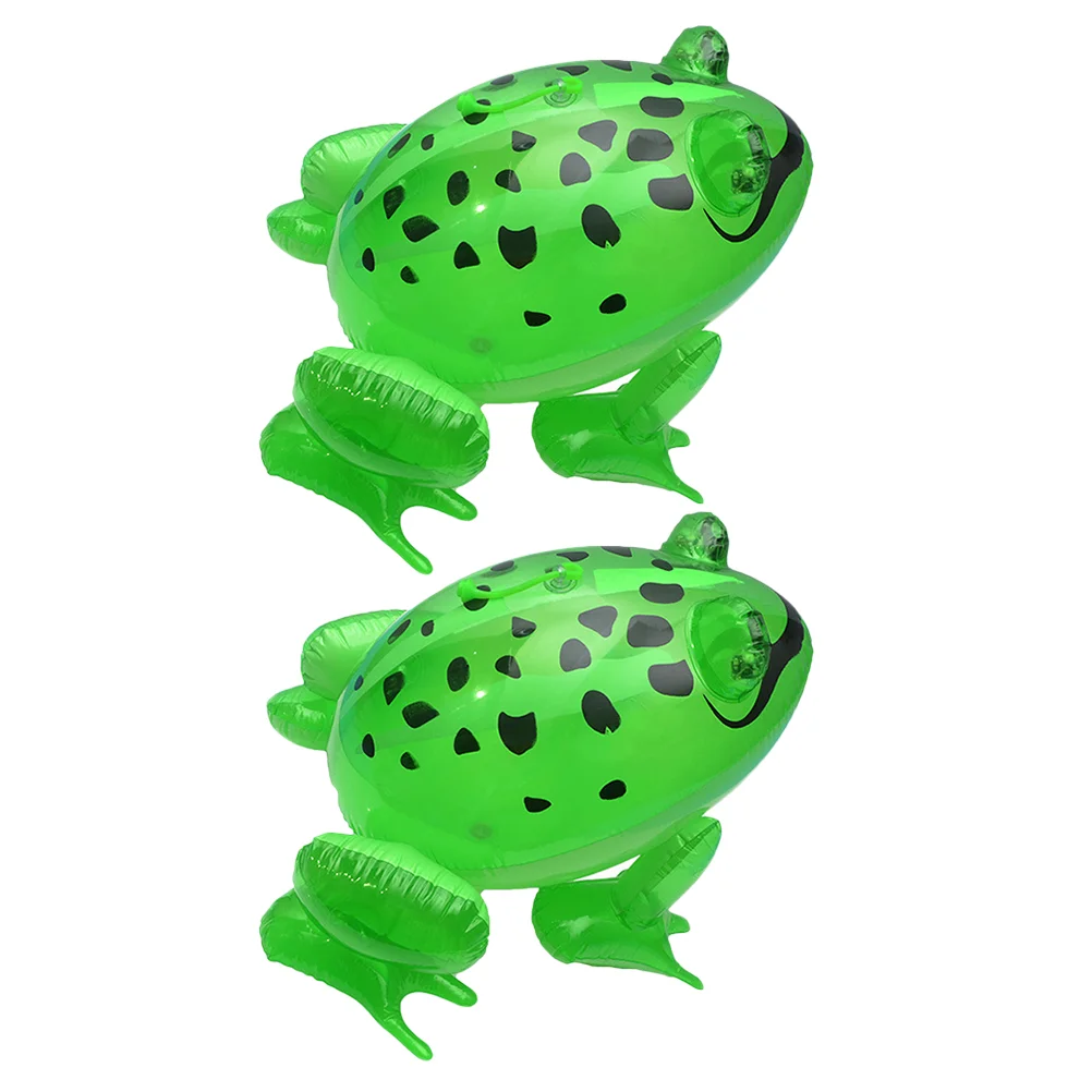 

2 Pcs Luminous Inflatable Frog Toad Toy Flashing Frogs Plaything Toys Decor Plastic Simulation