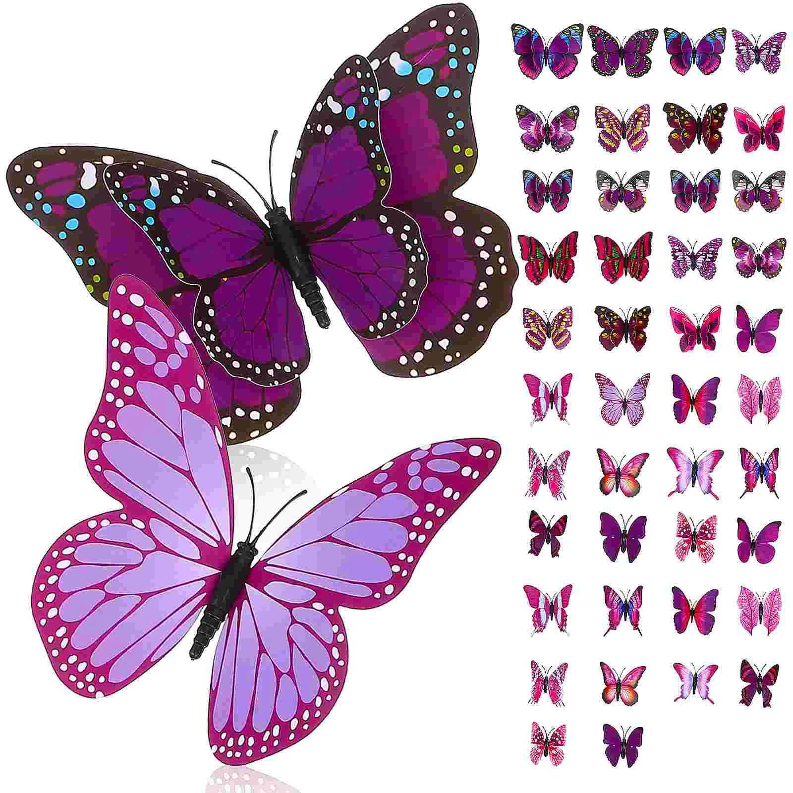 

44 Pcs Butterfly Stickers 3d Wall Three-dimensional Artificial Decor Decals Pvc