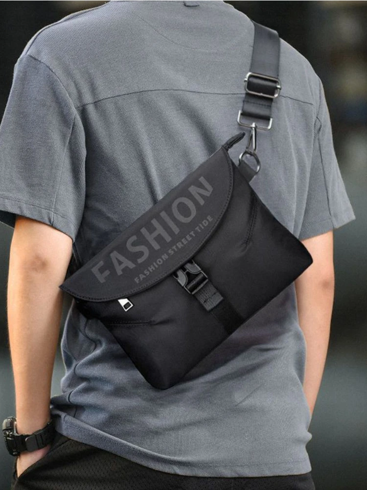 Waterproof Men's Fashion Shoulder Bag Nylon Solid Color Messenger Bag Phone Bag Men and Women Universal Casual Crossbody Bag