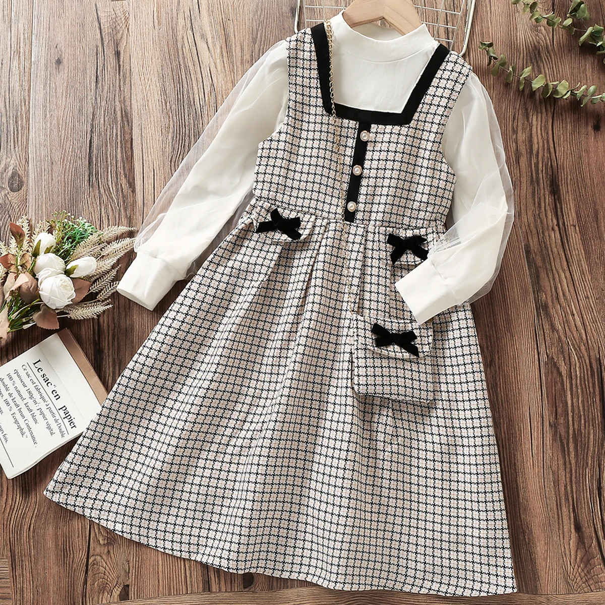 

Baby Girls Plaid Sets for Kids Suits Clothes Shirt & Dress 2pcs School Unifom Outfits Teenagers Children Costumes 8 10 12 Years