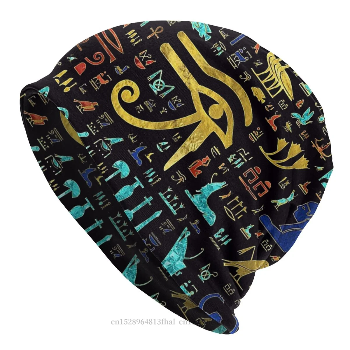 

Hat Colorful Hieroglyphic Autumn Spring Caps For Men Women Ancient Egypt Egyptian Skullies Beanies Ski Caps Cotton Bonnet Hats