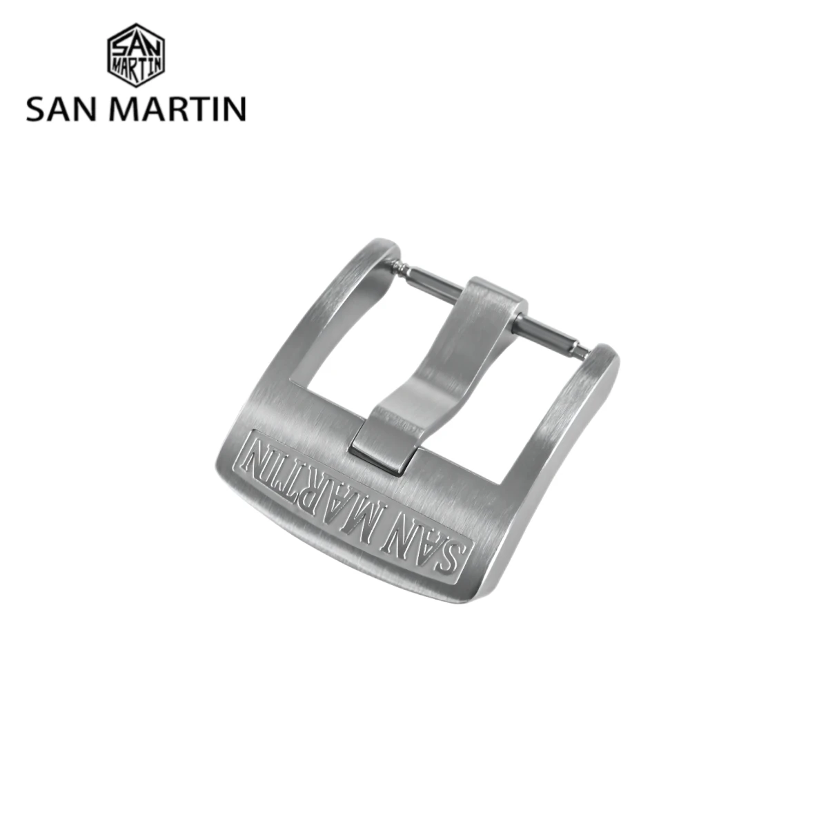 Фото Застежка San Martin для часов 20 мм, матовая пряжка с логотипом и штифтом, нержавеющая сталь 316L, ремешок для часов, высококачественный сменный аксессуар №1