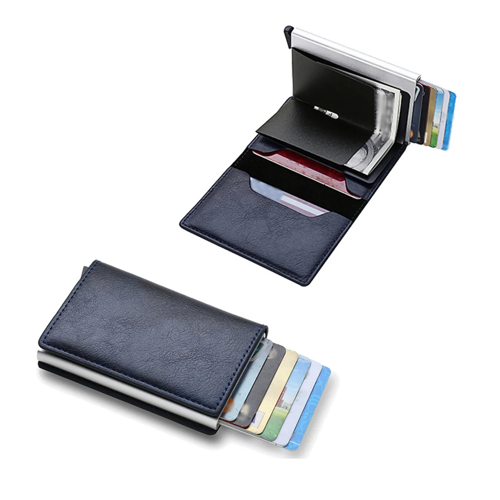 Smart Wallet Thin ID Card Holder Unisex Automatically Solid Metal Bank Credit Card Holder Business Mini