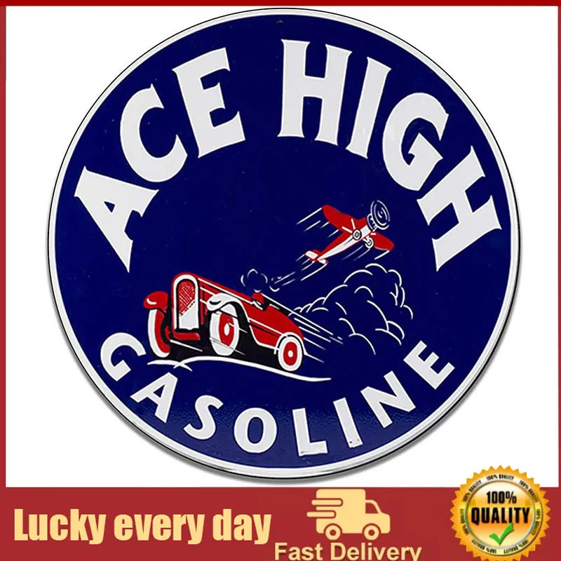 

Ace High Ethyl Gasoline Corporation Motor Oil Gas Insignia Emblem Seal Vintage Gas Signs Reproduction Car Company Vintage Style