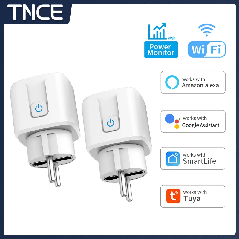 

TNCE Tuya WiFi Smart Plug 16A/20A EU Smart Socket With Power Monitoring Timing Function With Alexa GoogleHome Smart Life APP