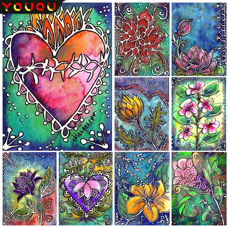

YOUQU DIY Diamond Painting 5D Diamond Embroidery Cross Stitch Kit Flower Mosaic Picture Handicraft Art Home Decoration Gifts