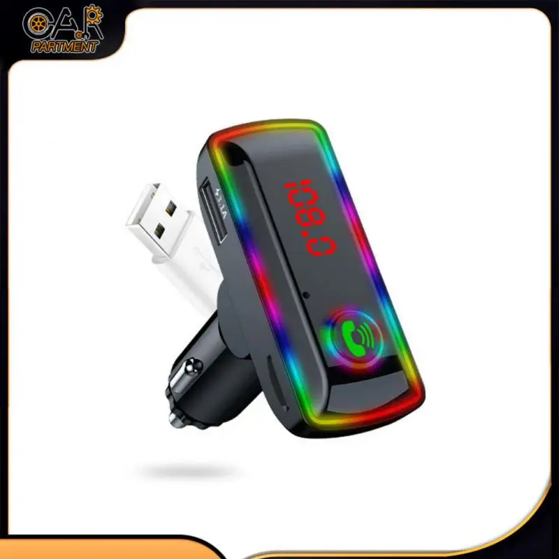 

Fm Transmitter Practical Fast Charge Car Mp3 Player Multifunctional Colorful Atmosphere Lamp Car Bluetooth Player Receiver 3.1a