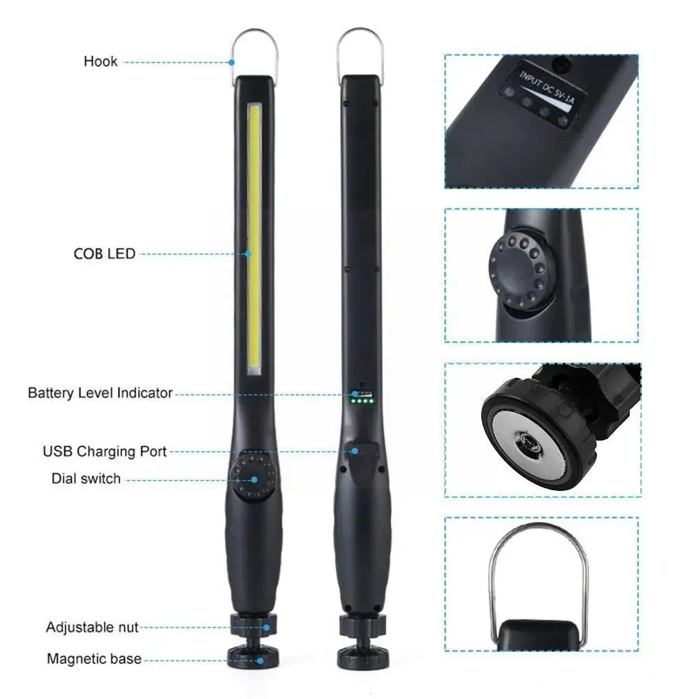 

Portable Spotlight Working Light 1pc Multifunction COB LED Rechargeable Lamp Light Work Outdoor Flashlight Work Light Slim I2X2