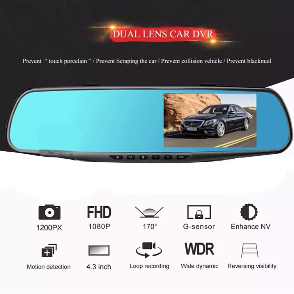 

3.5 inch Car DVR Mirror 32G Car DVR Camera HD 1080P Rear View Mirror Digital Video Recorder Dual Lens Auto Dash Cam Durable