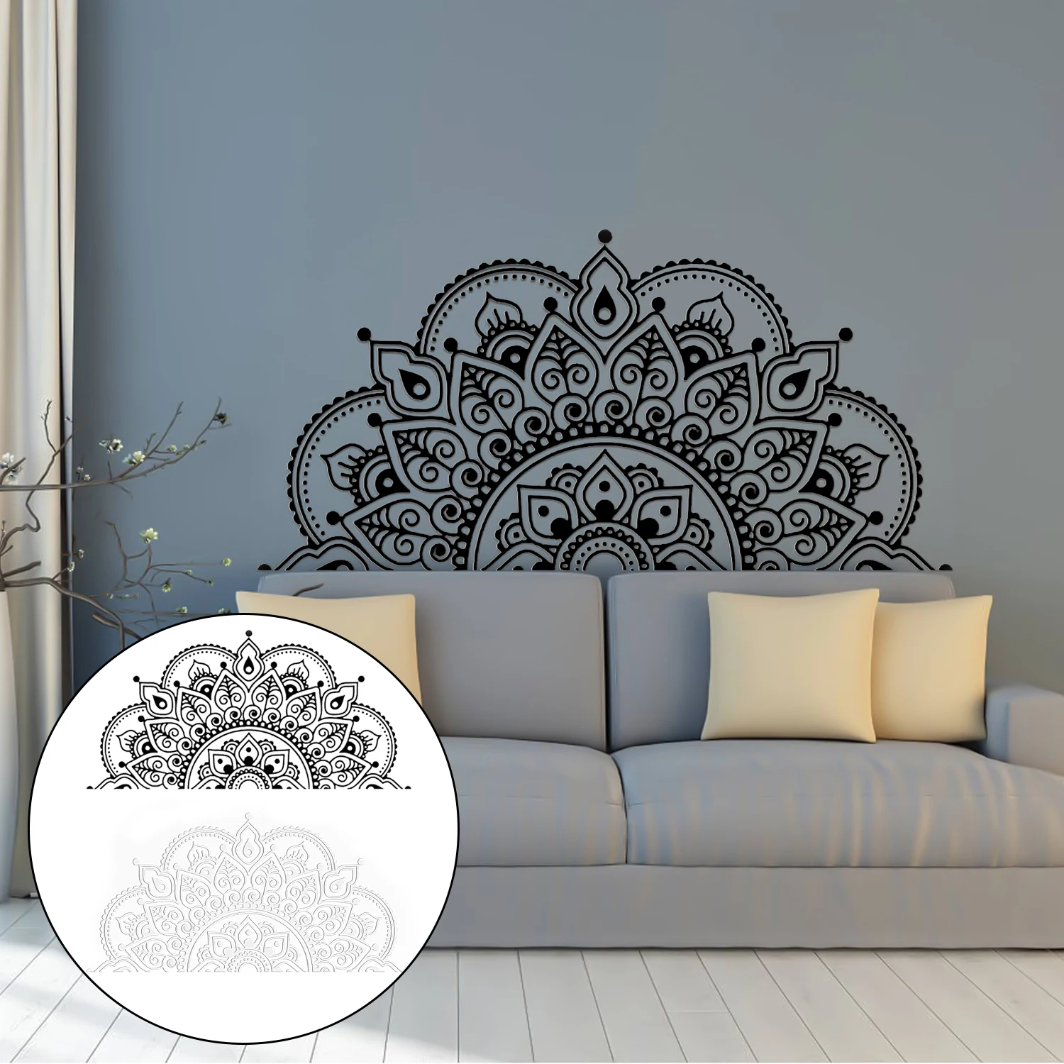 

Wall Sticker Mandala Bohemian Mandala Flower PVC Window Mural Decoration Decals for Home Headboard Yoga Studio Decor Sticker