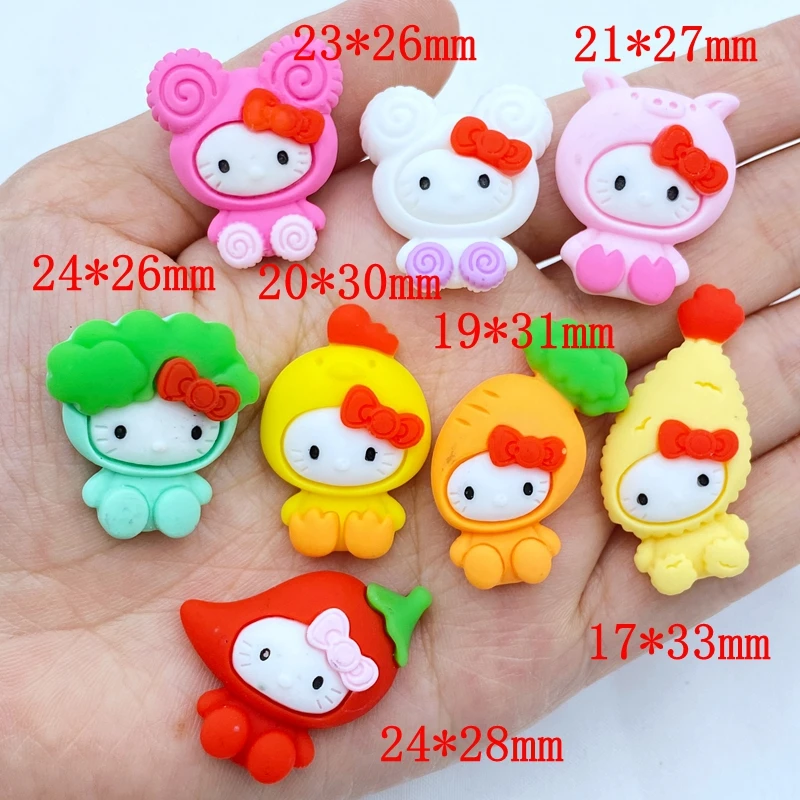 10 шт. ручная роспись каучуковая красочная мультяшная кошка с плоским основанием