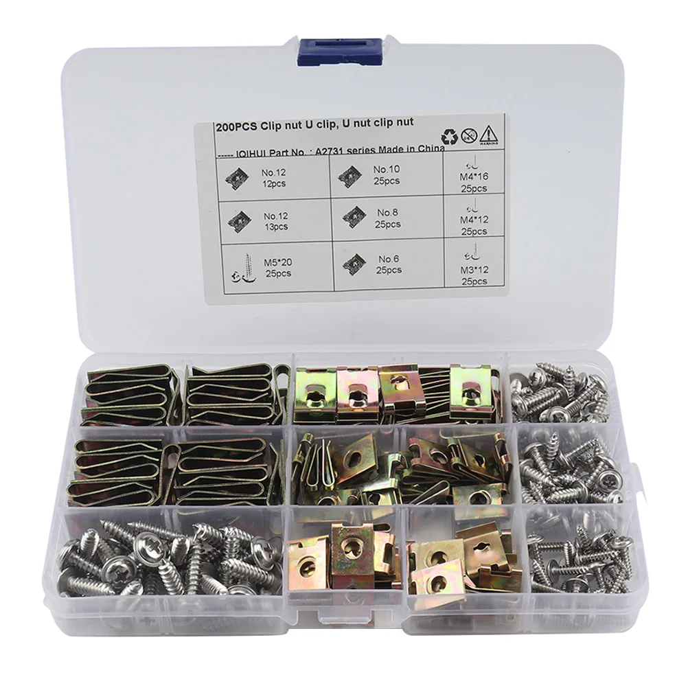 

480pcs Motorcycle Fairing Bodywork Panel No6/8/10/12 Manganese Steel U Clips Self Tapping Screw Spire U Clip U Nut Fasteners