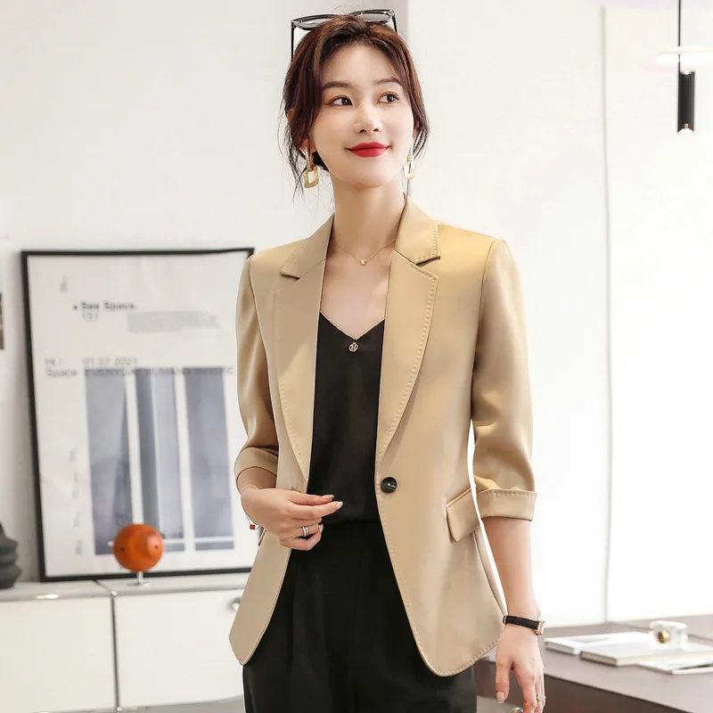 Spring Summer Women Blazer Coat Work Wear Jackets Fashion Temperament Blaser New Casual Office Ladies Outwear Tops