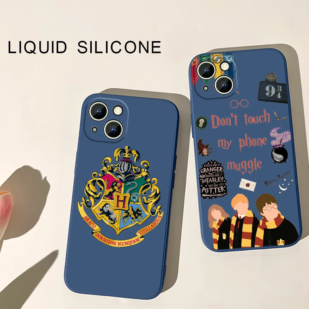 

P-Potterre Anime Harry Phone Case For Apple iPhone 14 13 12 mini 11 Pro 8 7 Plus XR XS X Max Liquid Rope Funda Cover