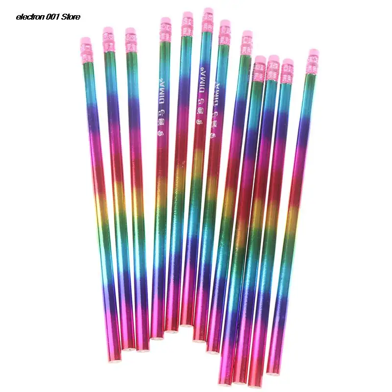 

12 шт., разноцветные деревянные карандаши для рисования