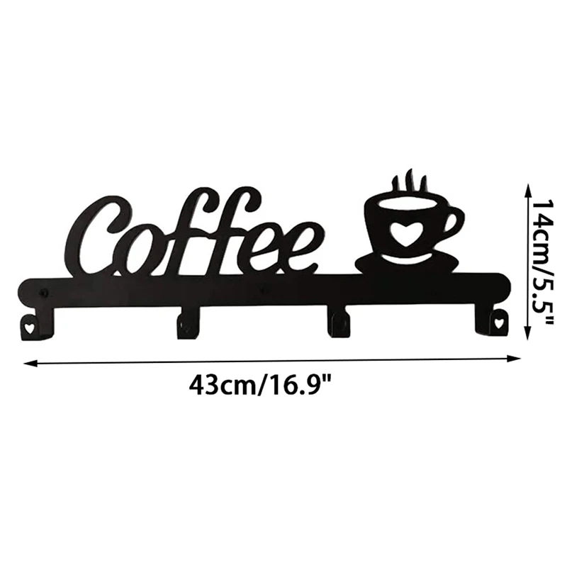 

1PC Wall Mounted Black Coffee Cup Hook Coffee Mug Holder Coffee Cup Rack Holds Hanging Rack Home Kitchen Decoration