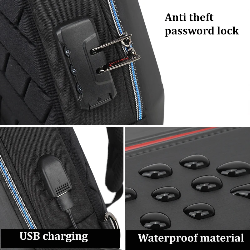 2022 Outdoor Riding Anti-theft Lock Chest Bag-USB Rechargeable Travel Backpack-Crossbody Bag Waterproof, Mountaineering Bag