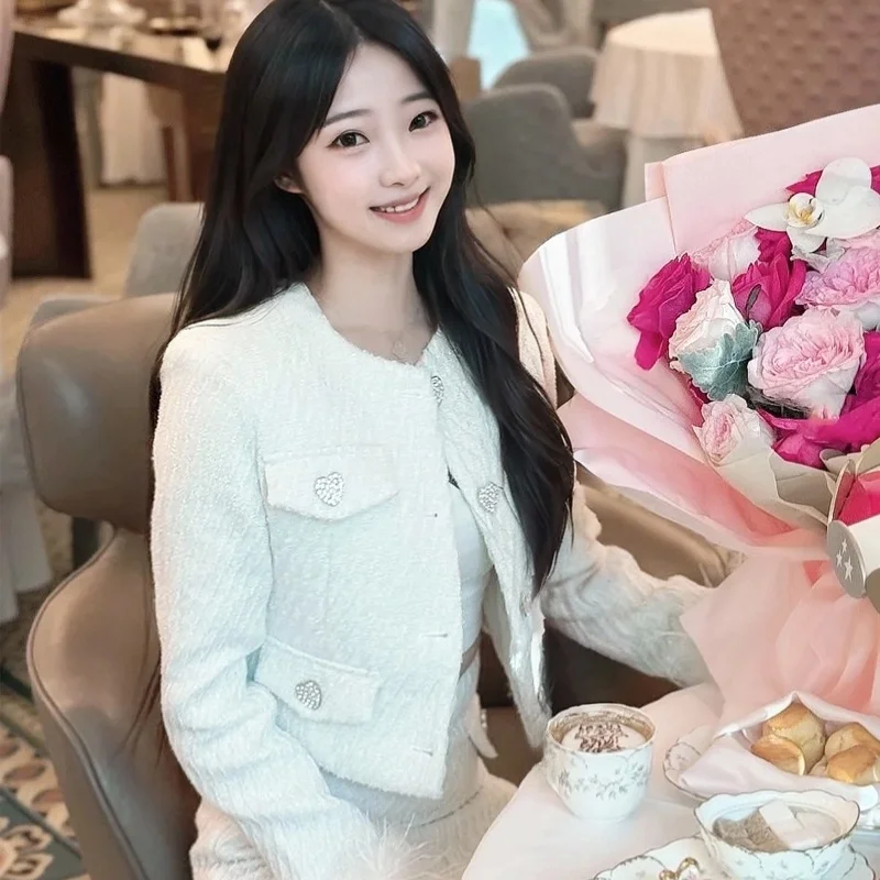 High Sense белая элегантная светская изящная верхняя одежда для женщин осень 2023 новый