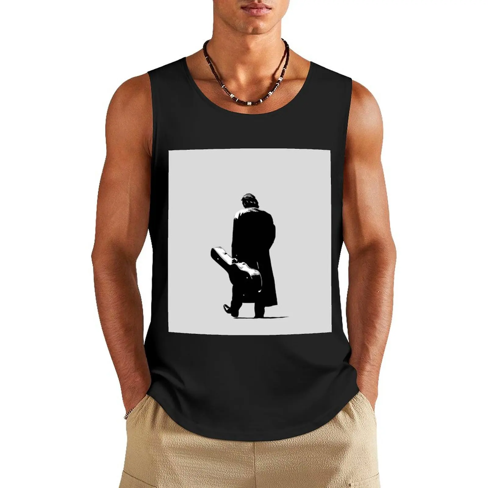 Johnny Cash силуэт FanArt майка аниме топ без рукавов быстросохнущая футболка мужская