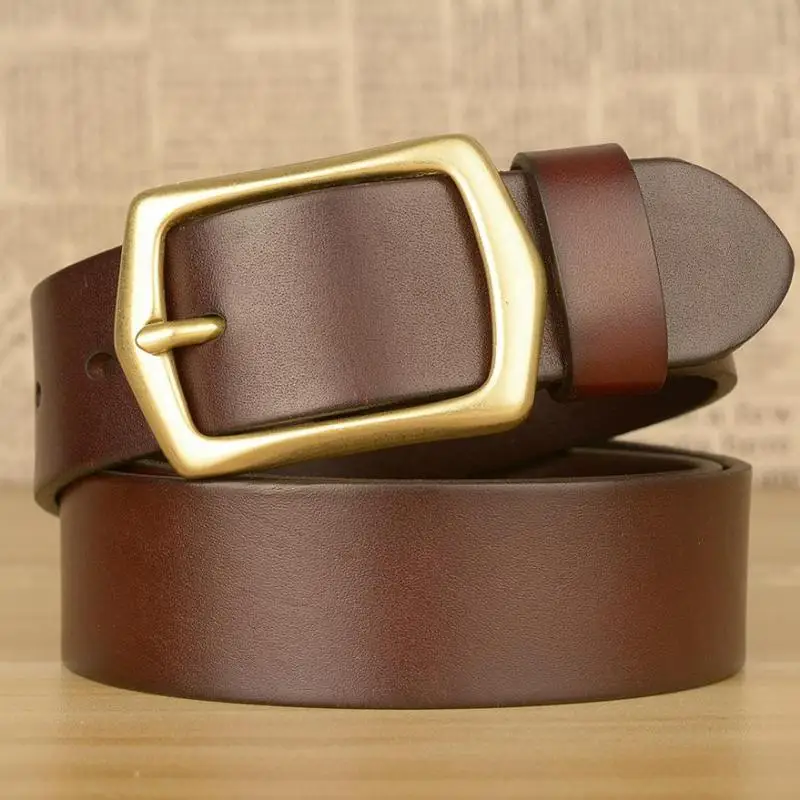 New Luxury Top Layer Cowhide Men's Belt With High Quality Copper Buckle Casual Belt Pure Cowhide Outdoor Youth Jeans Belts
