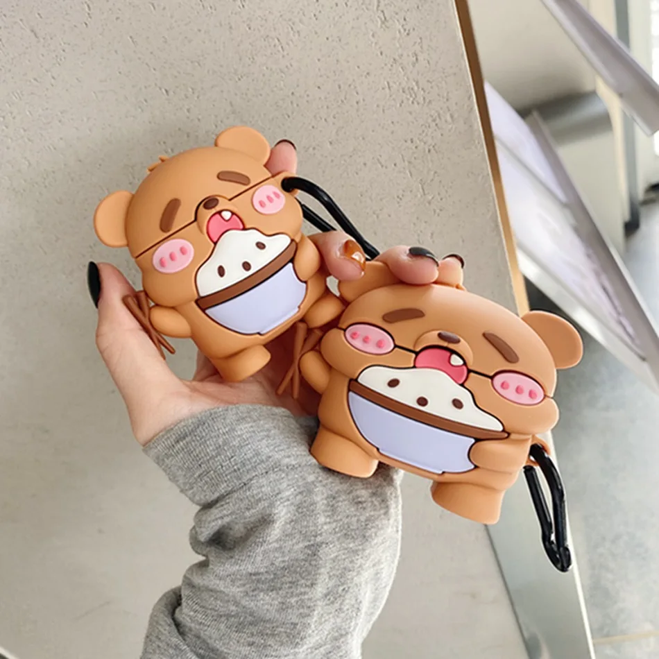 

3D Earphone Case for Airpods Pro Case Silicone Cute Cartoon Bear Cover for Apple Air Pods 1 2 Earbuds Earpods Case Accessory BOX
