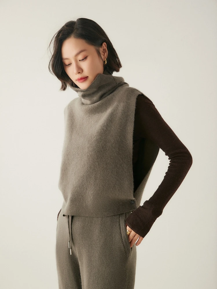 Женский кашемировый свитер ANGEL's 100% жилет водолазка пуловеры без рукавов