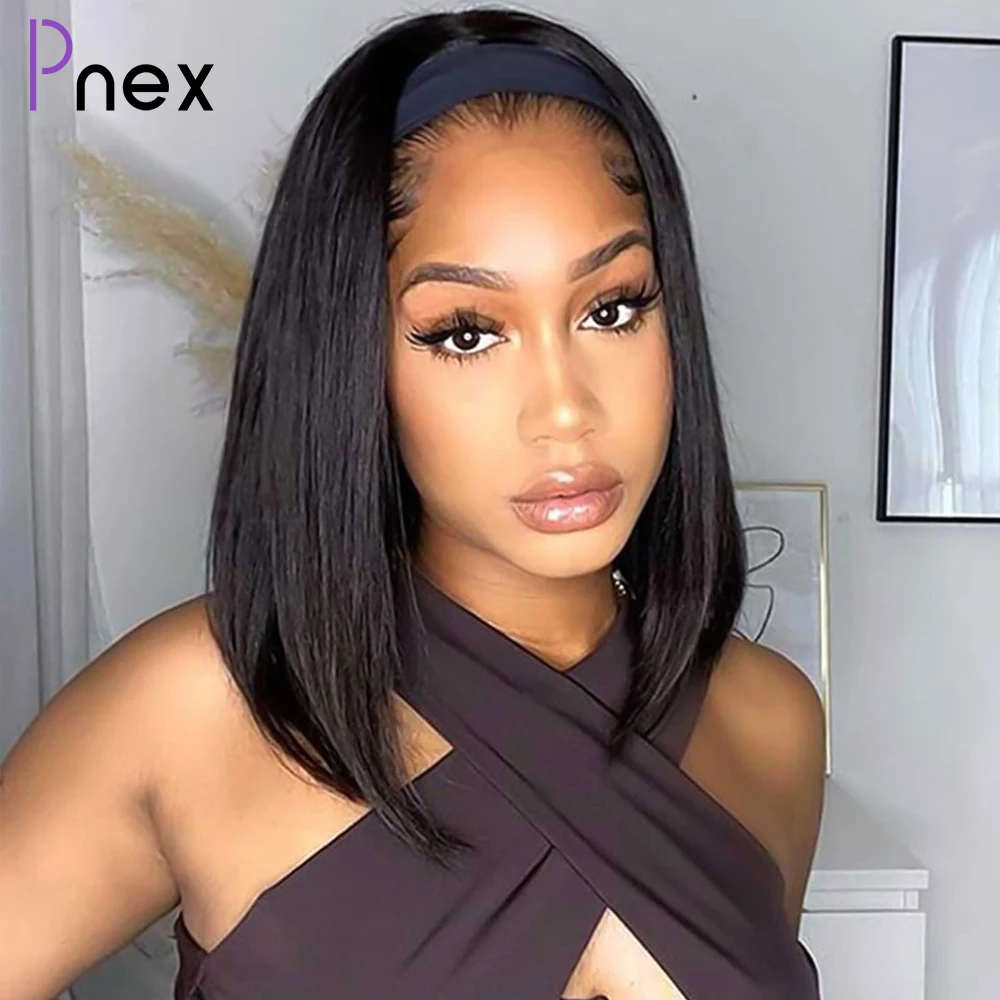 

Headband Bob Wig Straight Human Hair Headband Wig Glueless Brazilian Short Bob Human Hair Scarf Wigs For Women Full Machine Made