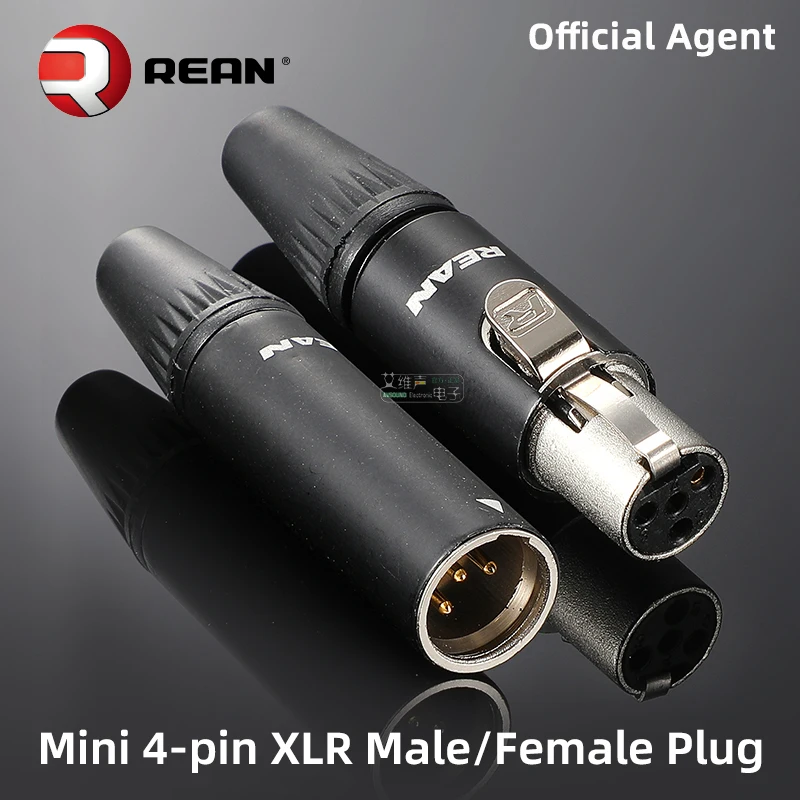 

Компактный 4-контактный разъем для кабеля NEUTRIK REAN из XLR, мужской, женский, 4-полюсный мини-штекер, RT4FC-B RT4MC-B, беспроводной корпус, микрофон для наушников