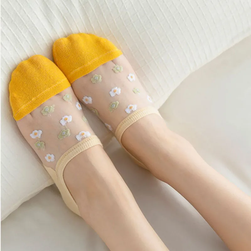 6Pairs/Lot  Women Short Socks Summer Thin Breathable Mesh Comfortable Kawaii Cotton Girls Sock Fashion Print Ankle Sox Meias
