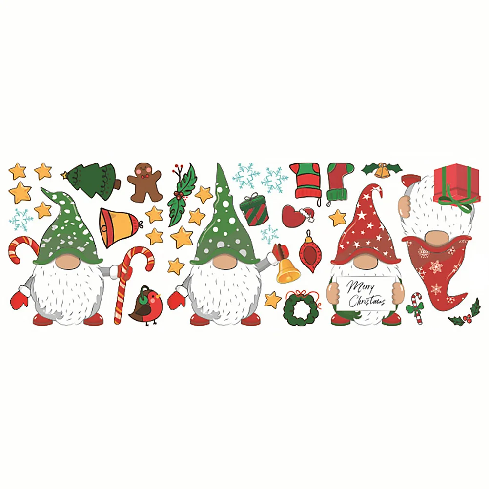 

Christmas Window Wall Stickers Sticker Decorations Decal Door Refrigerator Decalssanta Self Adhesive Displayholiday Snow Fridge