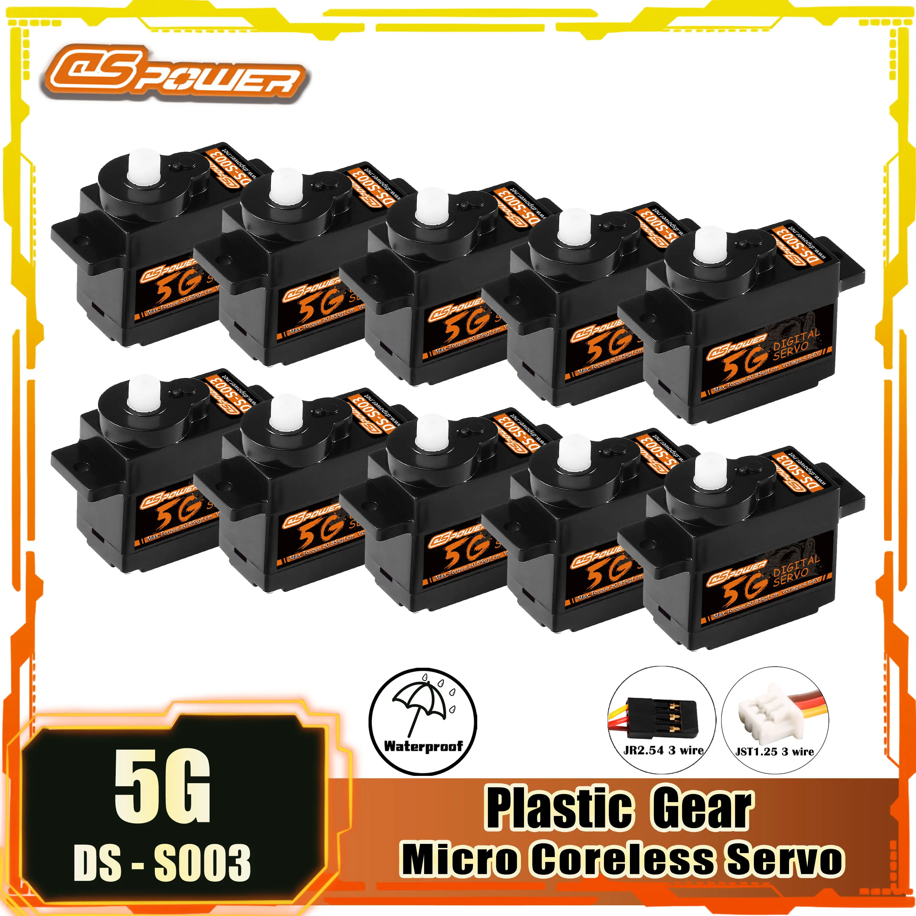 

DSpower 1/5/10/20PCS 5g Digital Servo Micro Mini Coreless JR/JST Plug for 1/28 RC Car Airplanes Boat Fixwing Helicopter WLtoys