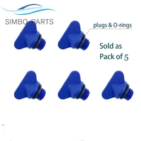 5 pics blue drain plug with o ring fit for mercruiser cylinder blocks and exhaust manifolds 22 806608a02 22 806608a1