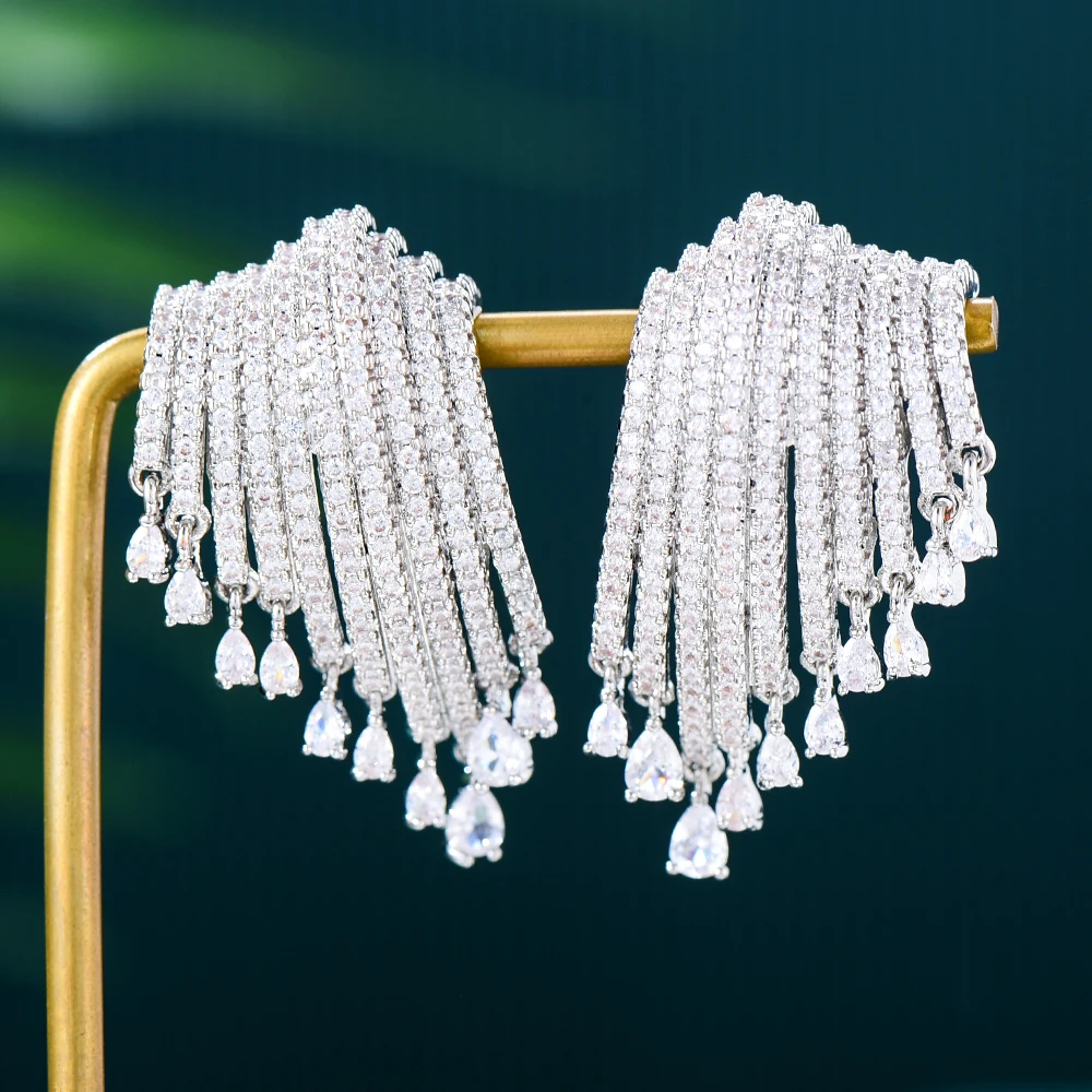 

Missvikki Luxury Gorgeous Romantic Earrings For Women Wedding Party Shiny Hoop Earrings Crystal Fashion Jewelry High Quality
