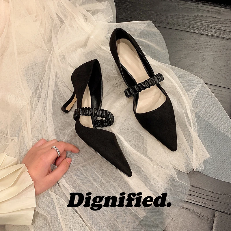

NewCurve Pumps Shoes for Women Sheep Kid Suede Pointed Toe 7cm High Heels Ladies Pumps For Summer Party Wedding Shoes
