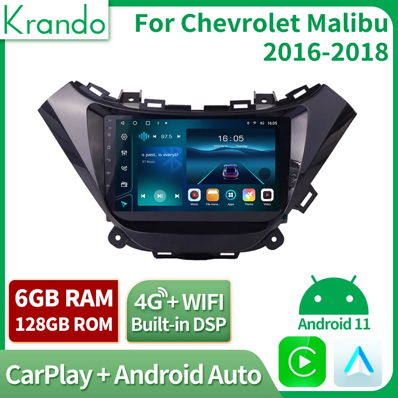 

Автомобильный радиоприемник Krando Android 11 для Chevrolet Malibu 2016 + навигация GPS беспроводной Carplay мультимедийный DVD-плеер с сенсорным экраном