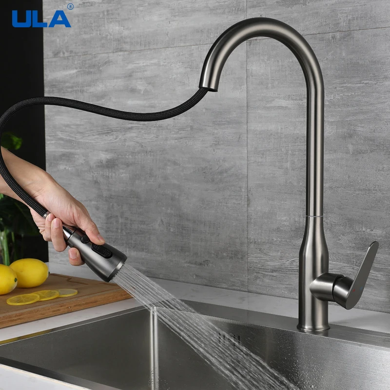 

ULA Kitchen Faucet Pull Out Spout Cold Hot Mixer Water Pulling Faucet Sink Dishwasher Basin Mixing Valve 360 Degree Rotate Tap